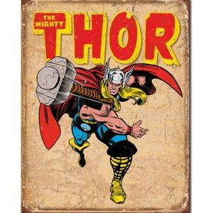 Mighty Thor Tin Sign - "Throwing Hammer" USA Made